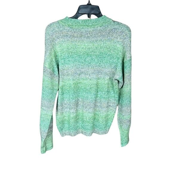 Abound Sweater Teal Cyrus Space Dye Crew Neck Green Grey Blue Long Sleeves Large - Picture 5 of 14